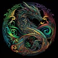 Medieval art of Dragon Illustration Royalty Free Stock Photo