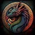 Medieval art of Dragon Illustration Royalty Free Stock Photo