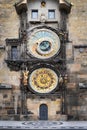 Medieval Astronomic clock (Orloj) on the Old Town Hall tower Royalty Free Stock Photo