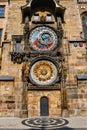 Medieval Astronomical Clock, located on the south wall of the Old Town Hall in Prague, Czech Republic Royalty Free Stock Photo