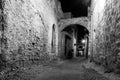 Medieval Avenue of the Knights at night, cobblestone street in Rhodes Citadel , Greece