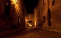 Medieval Avenue of the Knights at night, Rhodes