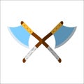 Medieval Axe Icon and Label. Flat style. Vector illustration log