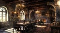 Medieval Banquet: Majestic Feasting Hall in Ancient Castle