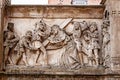 Medieval bas-relief with the biblical story of Carrying the Cross in Bamberg, Germany Royalty Free Stock Photo