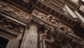 Medieval basilica entrance, ornate gothic arch, stone sculpture decoration Royalty Free Stock Photo