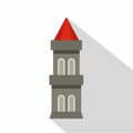 Medieval battle tower icon, flat style