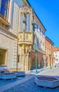 The medieval Bay Oriel window of Karolinum, the historical University building in Old Town of Prague, Czech Republic Royalty Free Stock Photo