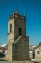 Medieval bell tower made of stone with staircase
