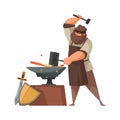 Medieval Blacksmith Cartoon Illustration Royalty Free Stock Photo