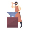 Medieval blacksmith icon cartoon vector. Middle anvil man Royalty Free Stock Photo