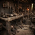 Medieval blacksmith shop ai generative illustration