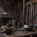 Medieval blacksmith shop ai generative illustration