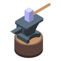 Medieval blacksmith tools icon isometric vector. Age story Royalty Free Stock Photo