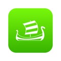 Medieval boat icon digital green