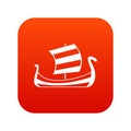 Medieval boat icon digital red