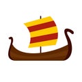 Medieval boat icon, flat style