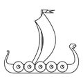 Medieval boat icon, outline style