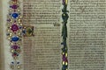 Medieval book detail close up manuscript