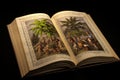 medieval book with miniatures of marijuana ganja leaves AI Generated