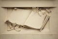 Medieval book. Stucco decoration on the Art Nouveau building