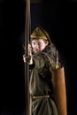 Medieval bowman. Studio shot Royalty Free Stock Photo