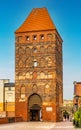 Medieval Brama Czluchowska Gate tower housing historic museum in historic old town quarter of Chojnice in Poland