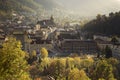 Medieval Brasov during autumn. The gothic Black Church.