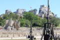 Medieval bricoles and a couillard, ChÃÂ¢teau des Baux, France