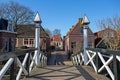 Medieval bridge and houses in the city Hindeloopen in the Netherlands Royalty Free Stock Photo