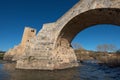 Medieval bridge over Ebro river in Frias, Burgos, Spain. Royalty Free Stock Photo