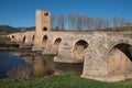 Medieval bridge over Ebro river in Frias, Burgos, Spain. Royalty Free Stock Photo