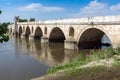 Medieval Bridge from period of Ottoman Empire over Meric River in city of Edirne, East Thrace, Turkey