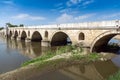 Medieval Bridge from period of Ottoman Empire over Meric River in city of Edirne, East Thrace, Turkey