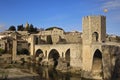 Medieval bridge and village of BesalÃÂº in La Garrotxa, Girona, S