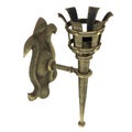 Medieval bronze wall torch on an isolated white background, 3d illustration