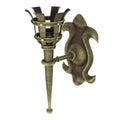 Medieval bronze wall torch on an isolated white background, 3d illustration