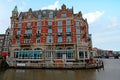 Medieval building along the river Amstel in Amsterdam Netherlands Royalty Free Stock Photo