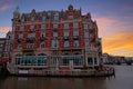 Medieval building along the river Amstel in Amsterdam Netherlands Royalty Free Stock Photo