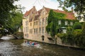 Medieval buildings along the canals. Bruges. Belgium