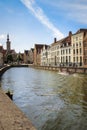 Medieval buildings along the canals. Bruges. Belgium Royalty Free Stock Photo