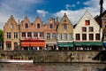 Medieval buildings in Dijver canal. Bruges. Belgium