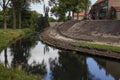 Medieval buildings with gate and moat in Hanseatic town of Hattem