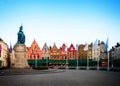 Medieval buildings on the Market Square, Brugge Royalty Free Stock Photo