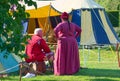 Medieval Camp. Re-enactment players relaxing