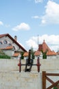 Medieval cannon installation at the entrance to the fortress, Moldova