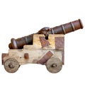 Medieval cannon isolated on white background. Ancient European a Royalty Free Stock Photo