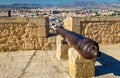 Medieval cannon on the top of Santa Barbara Castle in Alicante, Spain Royalty Free Stock Photo