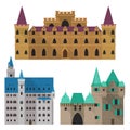 Medieval cartoon castle or citadel, fort front view