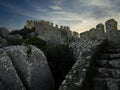 Medieval Castelo dos Mouros aka Castle of the Moors in Sintra, Portugal. Royalty Free Stock Photo